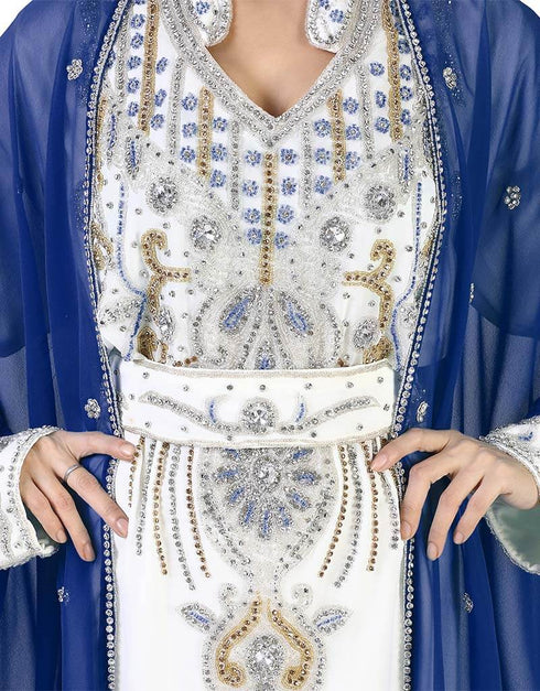 Women Blue Colored Embroidery worked Kaftan